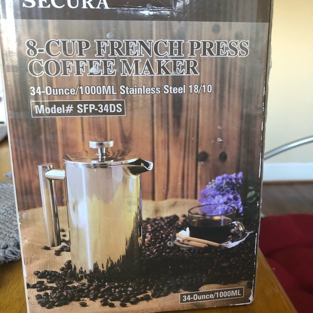 Secure French press 8 cup coffee maker